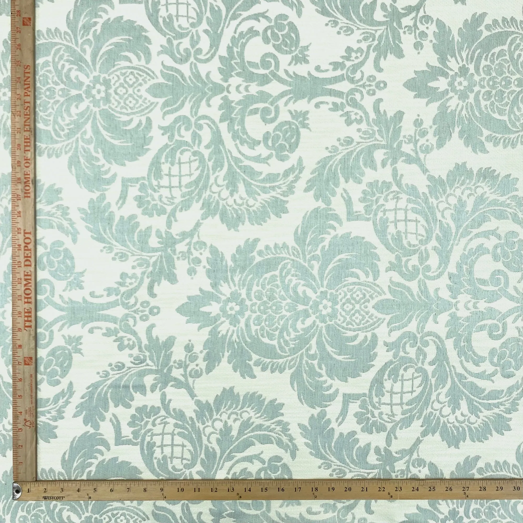 Mint Opulent Damask Jacquard Upholstery Fabric 54"