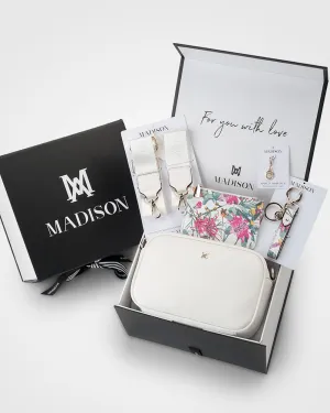 Monica 5 Piece Giftbox - Crossbody Bag, Bag Strap, Floral Cardholder, Keychain & Personalisation Charm