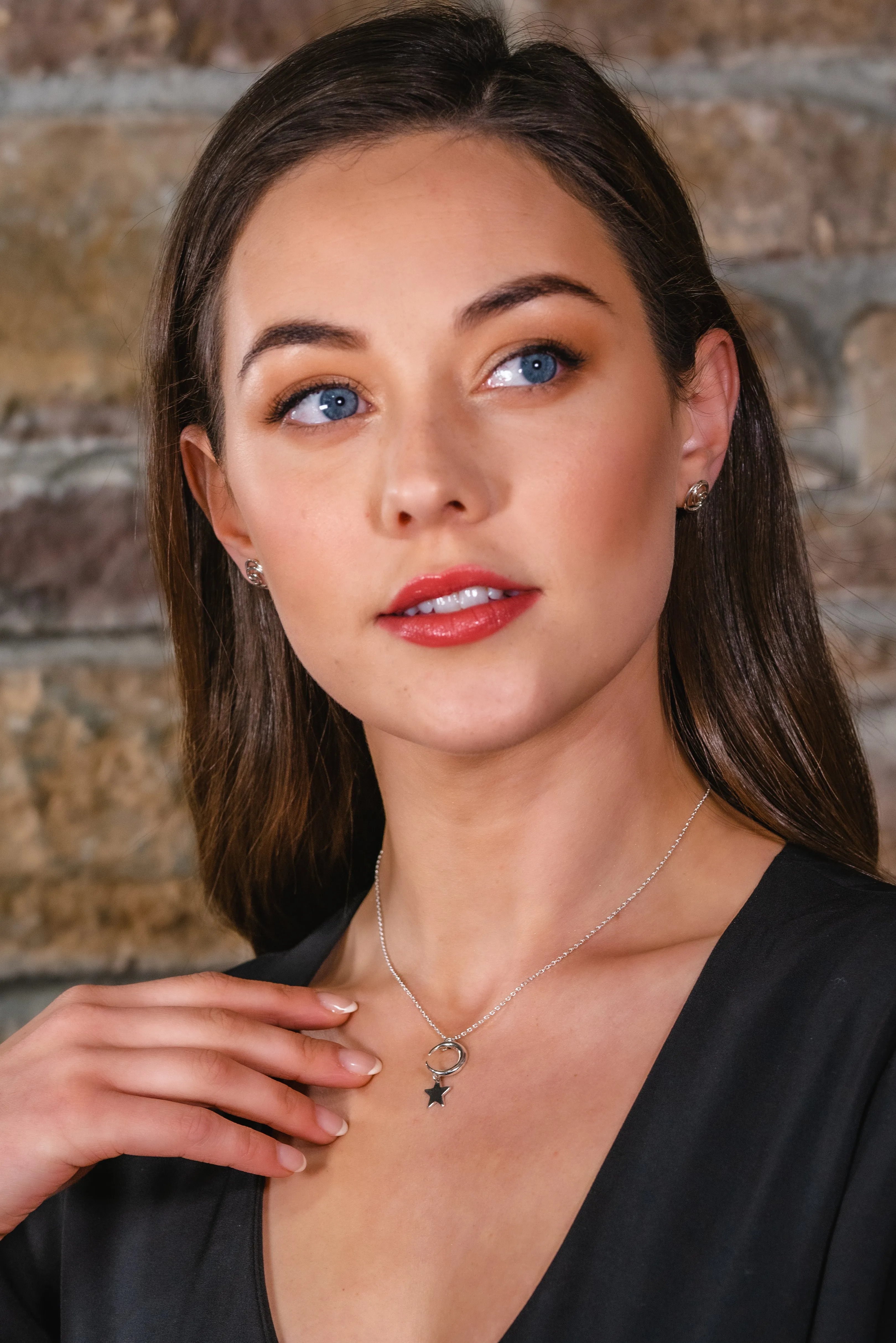 Moon and Star Sterling Silver Pendant - Stóirín