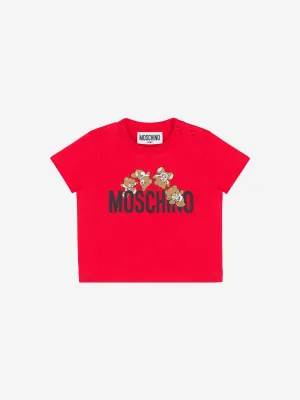 Moschino Baby Teddy Logo T-Shirt in Red