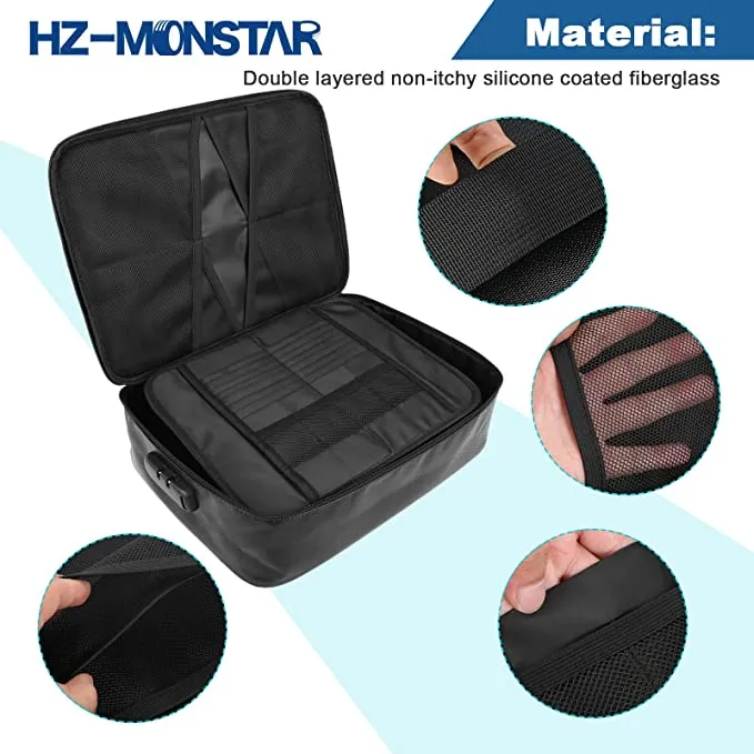 New Fireproof & Waterproof Document Bag with Lock, Travel Safe Bag, Document Organizer Multi-Layer Portable! Black by Safehaven!