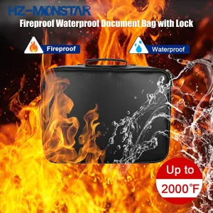 New Fireproof & Waterproof Document Bag with Lock, Travel Safe Bag, Document Organizer Multi-Layer Portable! Black by Safehaven!