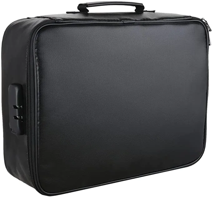 New Fireproof & Waterproof Document Bag with Lock, Travel Safe Bag, Document Organizer Multi-Layer Portable! Black by Safehaven!