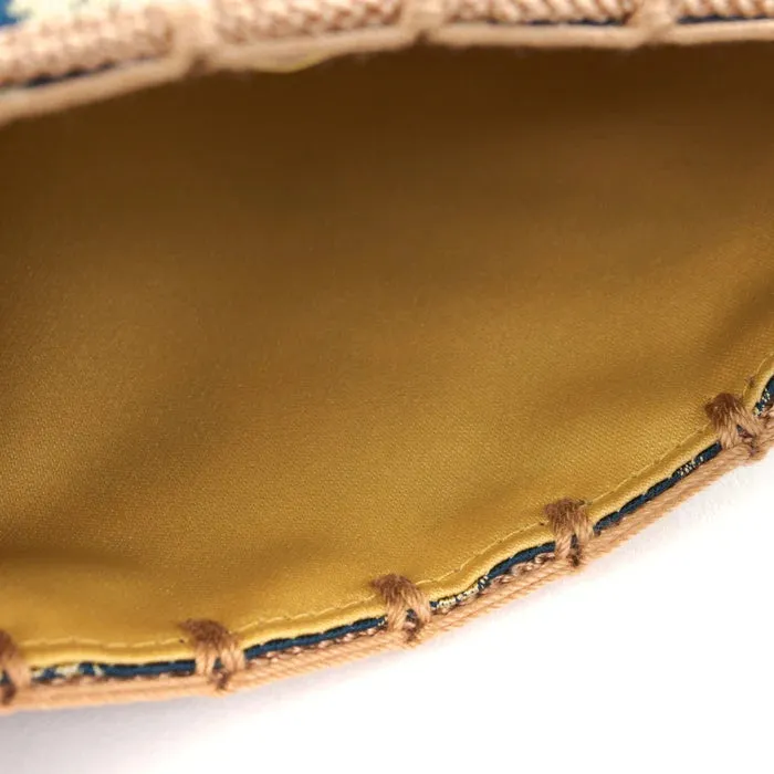 Nishijin-ori Small Drawstring Bag - Bamboo Groves and Cats / Navy Blue -,  Made in Kyoto, Japan,  Japanese traditional craft purse