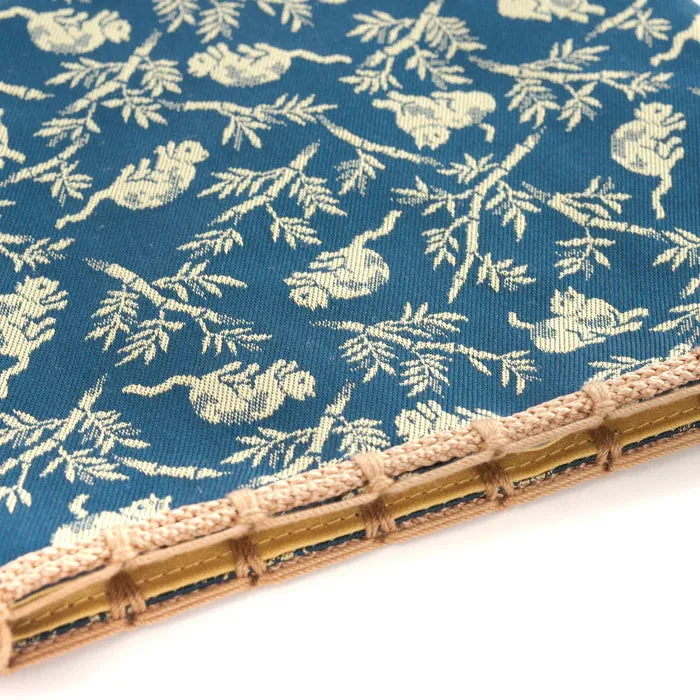 Nishijin-ori Small Drawstring Bag - Bamboo Groves and Cats / Navy Blue -,  Made in Kyoto, Japan,  Japanese traditional craft purse