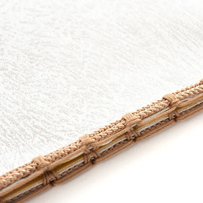 Nishijin-ori Small Drawstring Bag - Crumpled Pattern / Silver and White -,  Made in Kyoto, Japan,  Japanese traditional craft purse