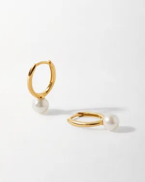 Pearl Oval Hoop Earrings