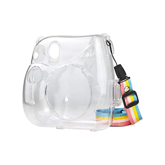 Pikxi Mini 7  Clear Transparent Protective Case with Removable Shoulder Strap for Fujifilm Instax Camera