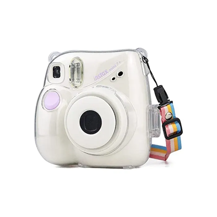 Pikxi Mini 7  Clear Transparent Protective Case with Removable Shoulder Strap for Fujifilm Instax Camera