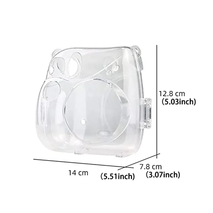 Pikxi Mini 7  Clear Transparent Protective Case with Removable Shoulder Strap for Fujifilm Instax Camera