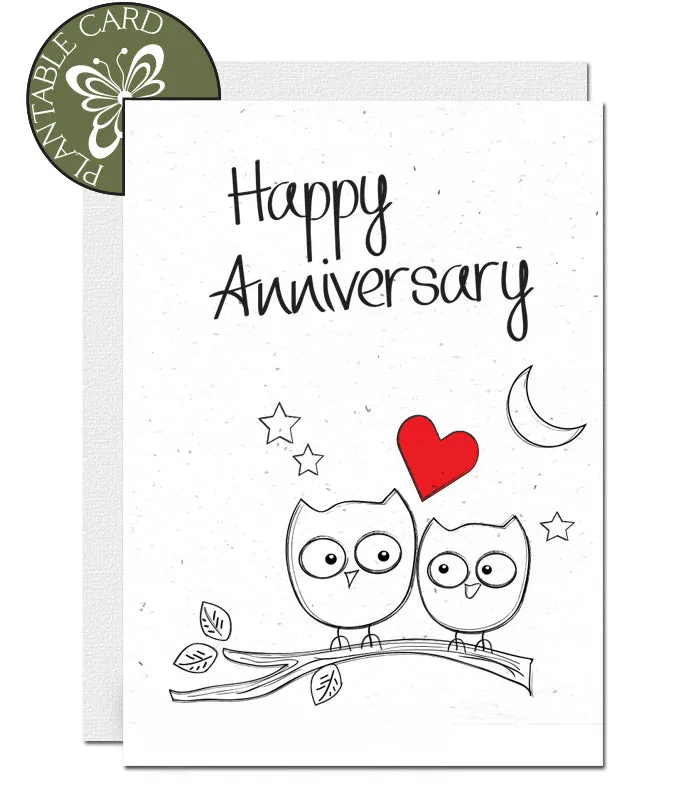 Plantable Anniversary Card - Owls in Love