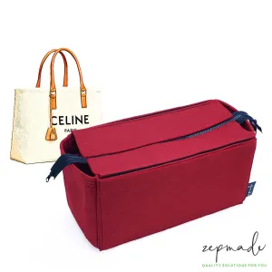 Purse Organizer Insert for Celine Horizontal Cabas, Bag Organizer with Zipper Top Closure and Single Bottle Holder
