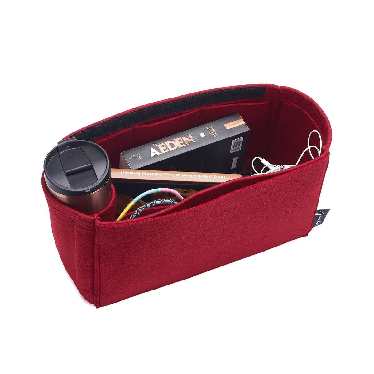 Purse Organizer Insert for Celine Horizontal Cabas, Bag Organizer with Zipper Top Closure and Single Bottle Holder