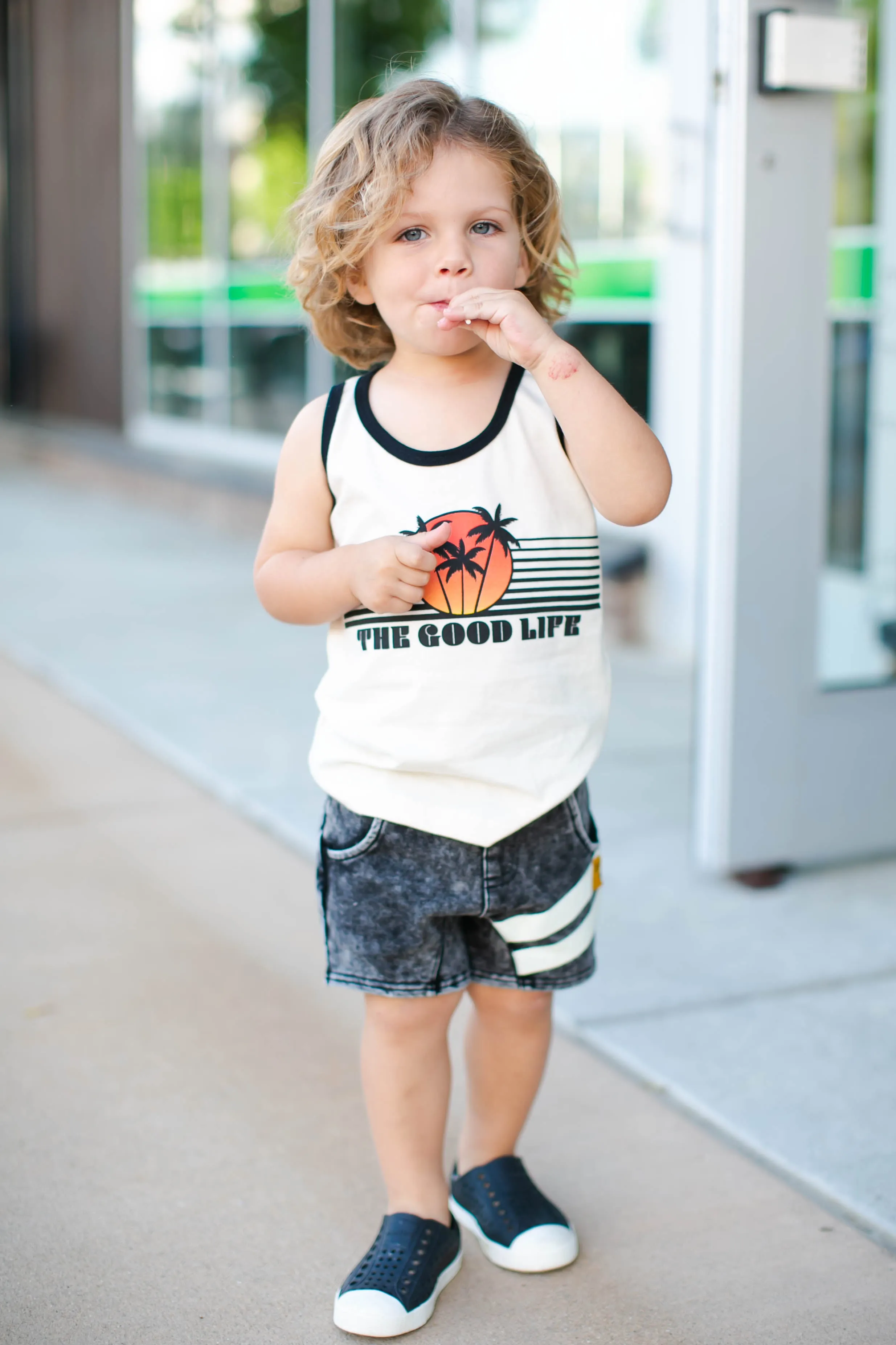 Rock Your Kid - Stripe Shorts in Black Wash