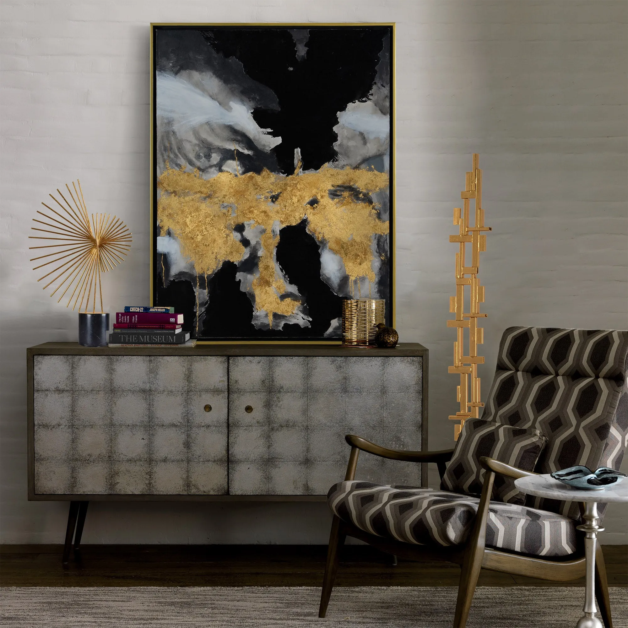 Royal Palm-37.6X49.6X3Gold Leaf Floating Frame/ Box 57X46X5"