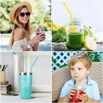 Silicone Reusable Straws with Cleaning Brush BPA Free