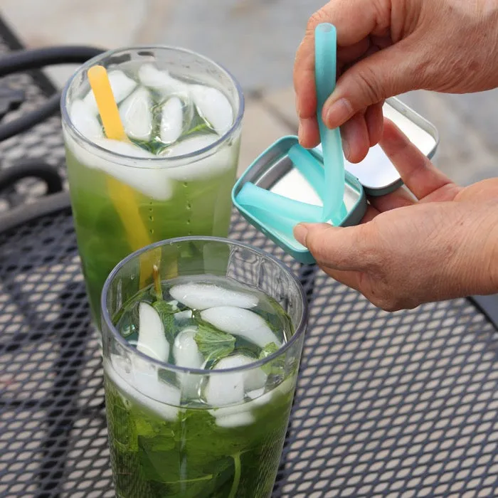 Single Silicone Straw in Compact Tin - Perfect for your Purse/Bag!