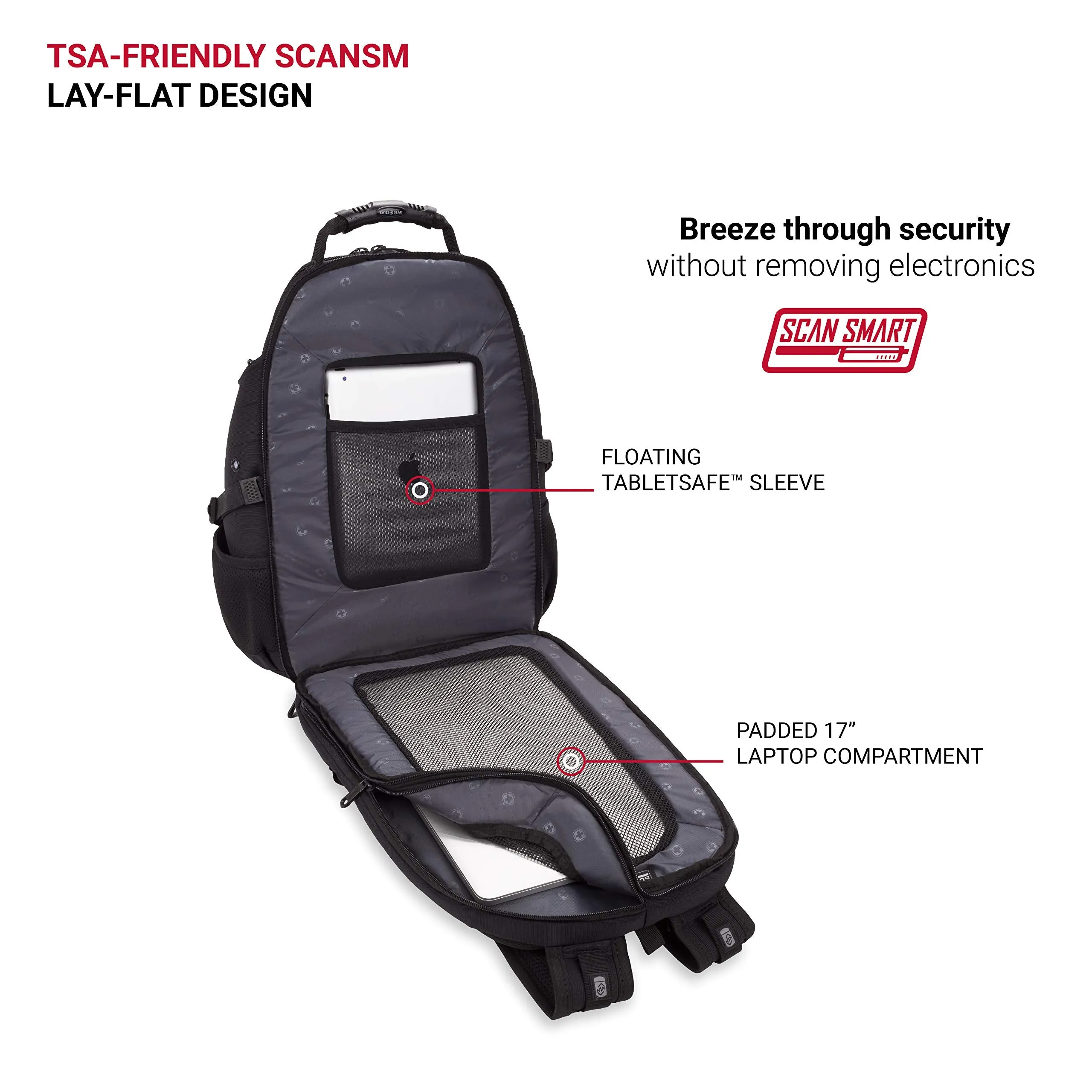 SWISSGEAR Travel Gear 1900 Scansmart TSA Laptop Backpack Black/Black