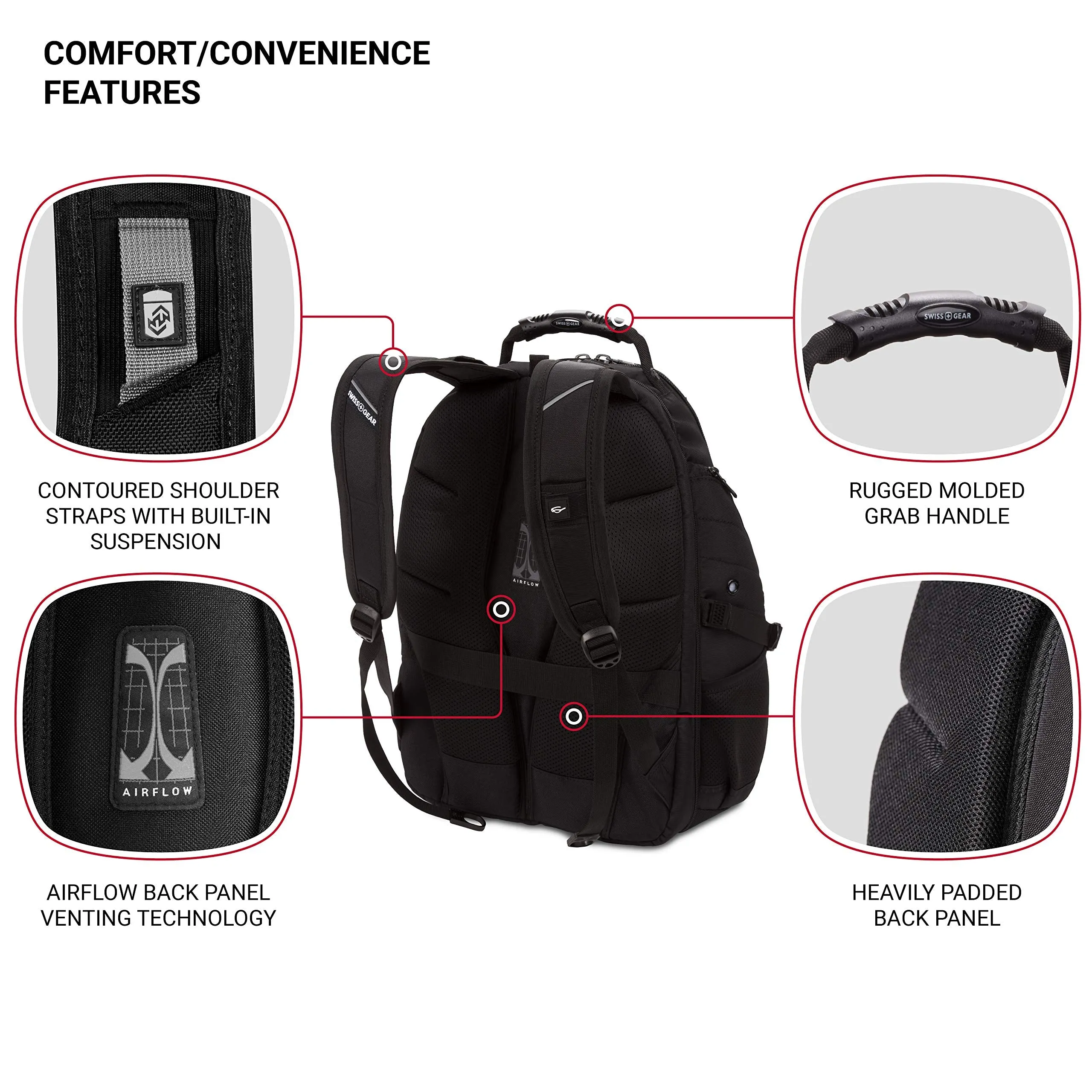 SWISSGEAR Travel Gear 1900 Scansmart TSA Laptop Backpack Black/Black