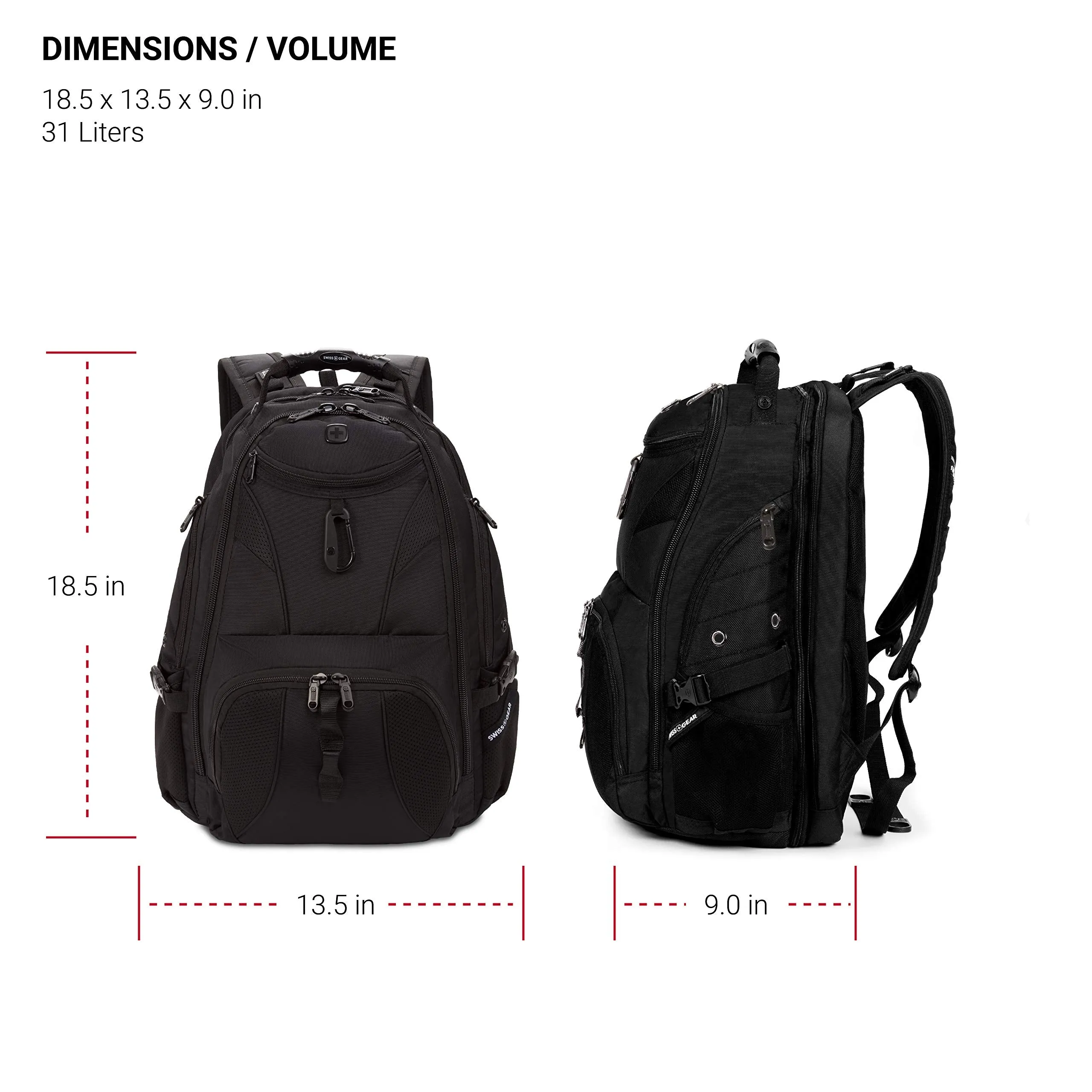 SWISSGEAR Travel Gear 1900 Scansmart TSA Laptop Backpack Black/Black