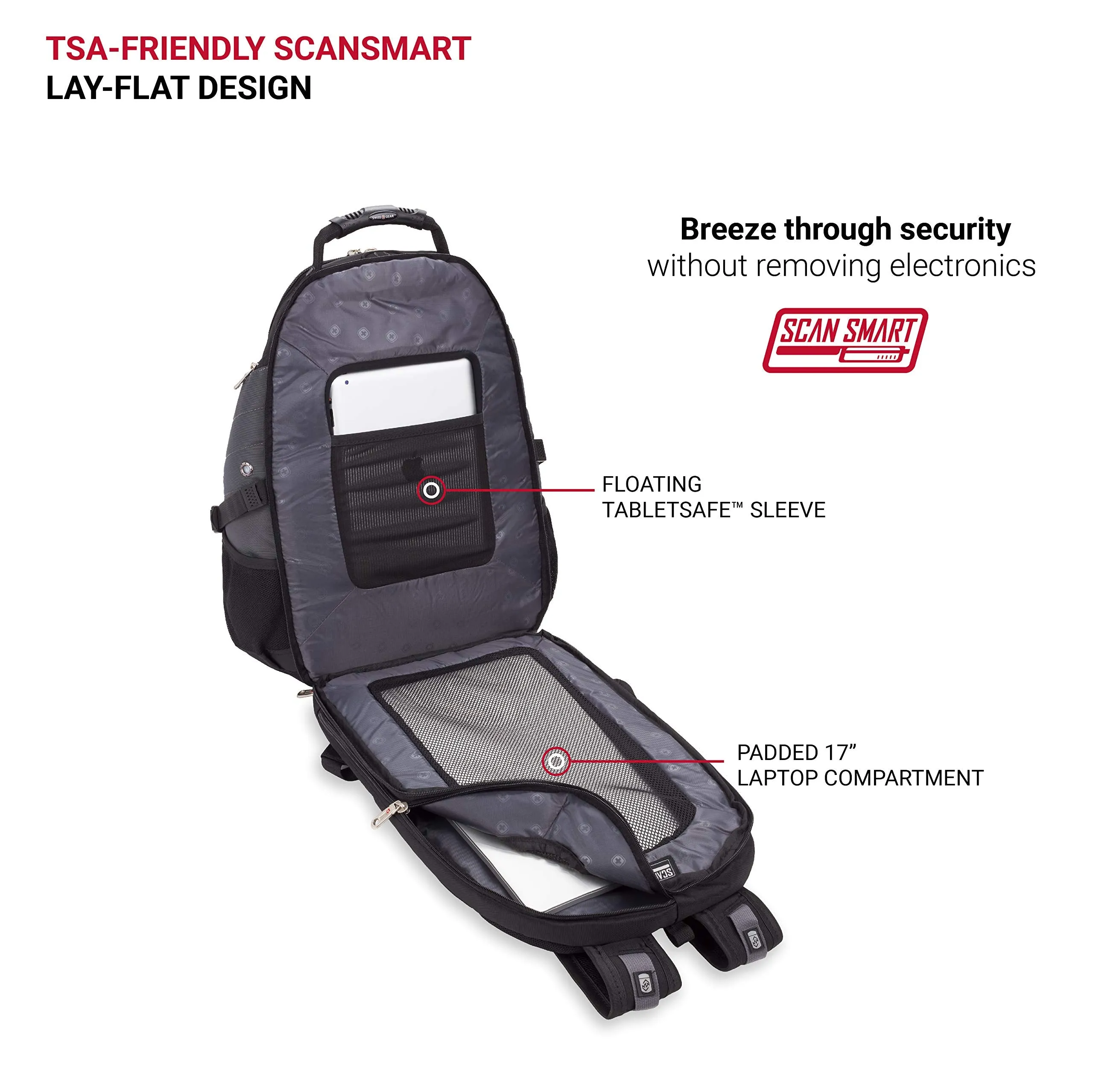 SwissGear Travel Gear 1900 Scansmart TSA Laptop Backpack - Gray