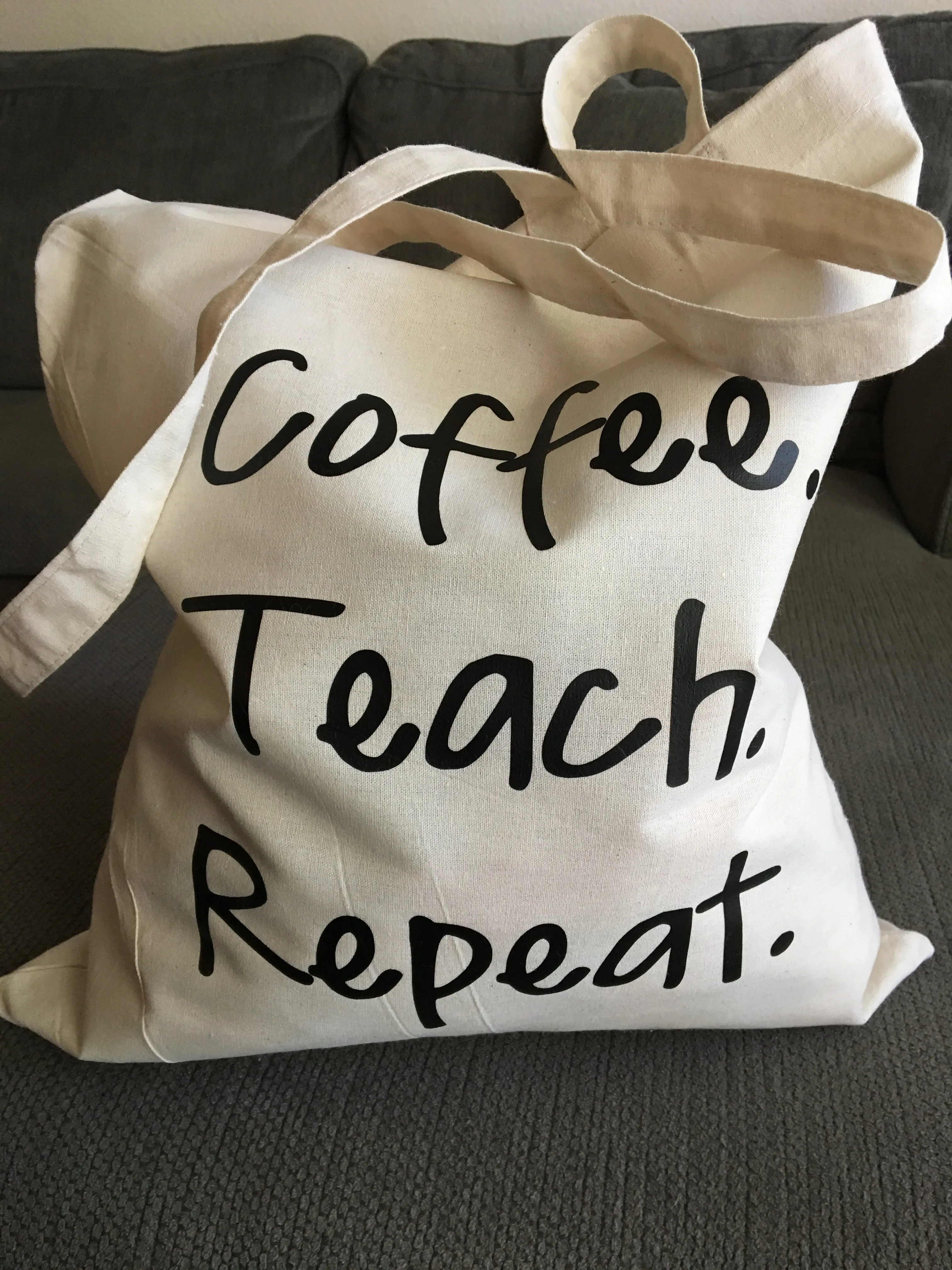 Teacher Tote Bag, Coffee Teach Repeat, School Bag