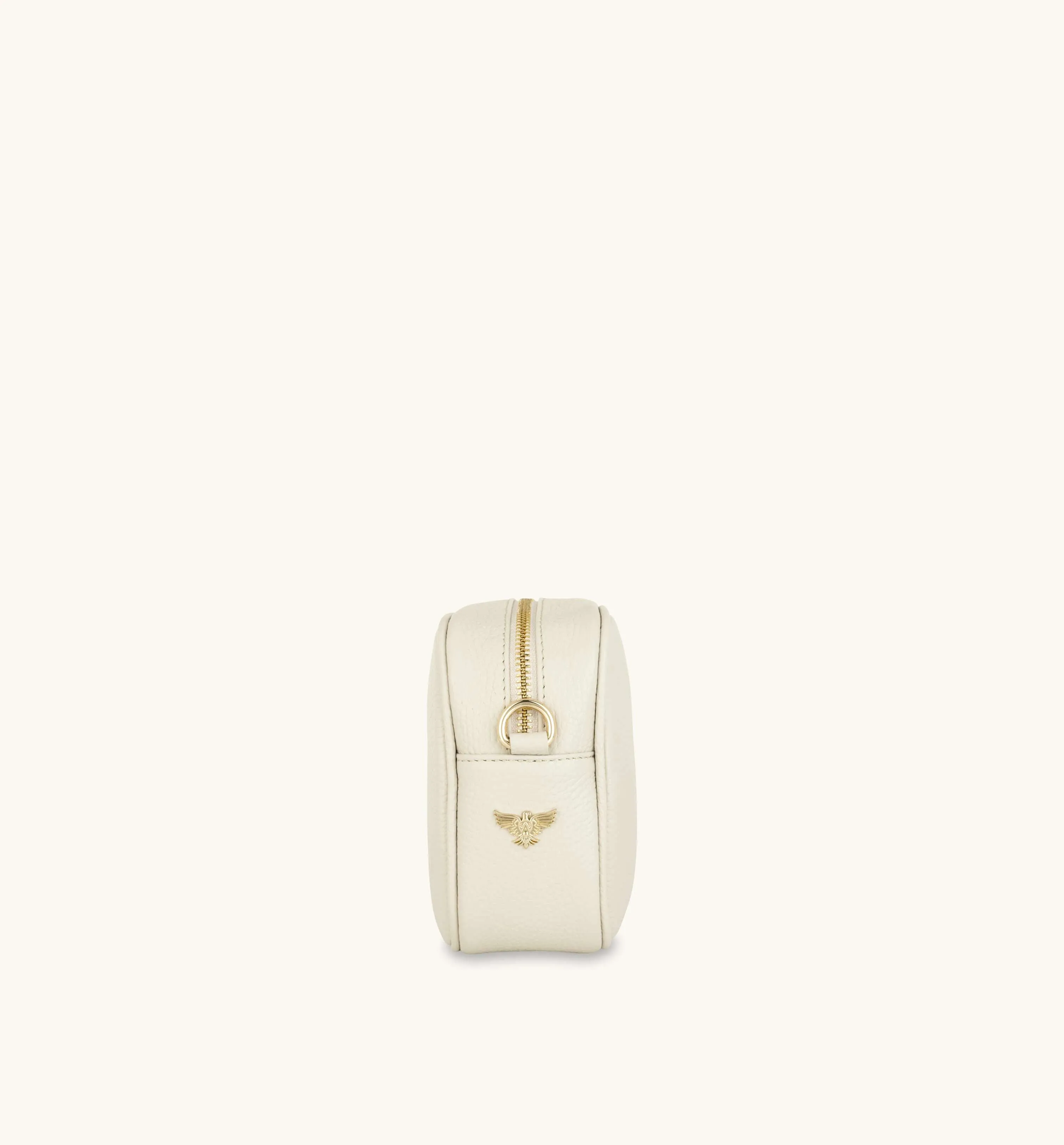 The Tassel Stone Leather Crossbody Bag With Pistachio Cross-Stitch Strap