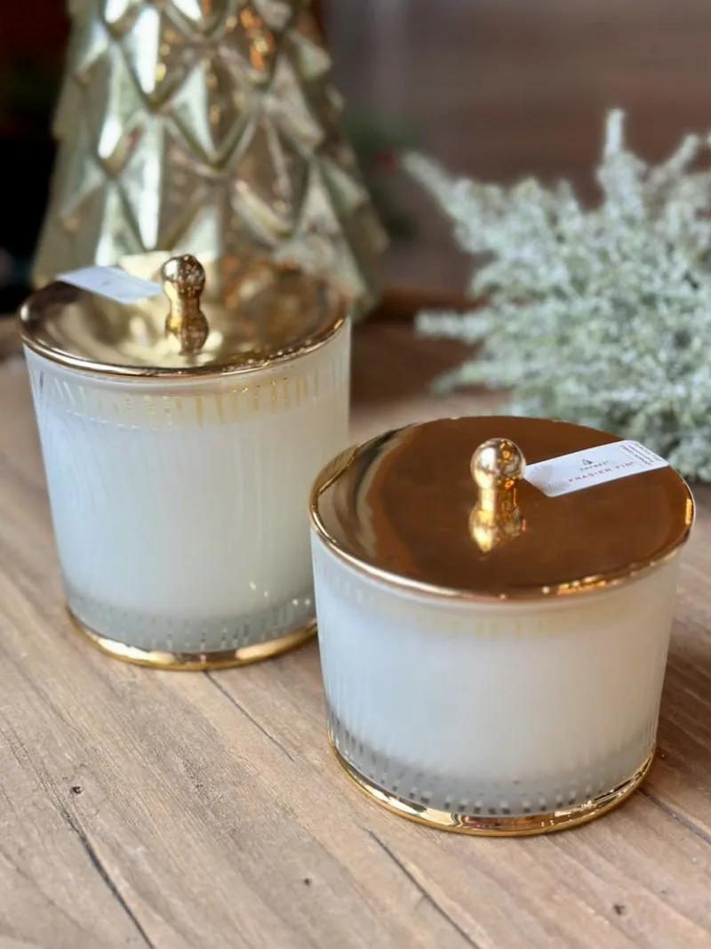 Thymes Frasier Fir Candle Frosted Wood Grain - 9oz