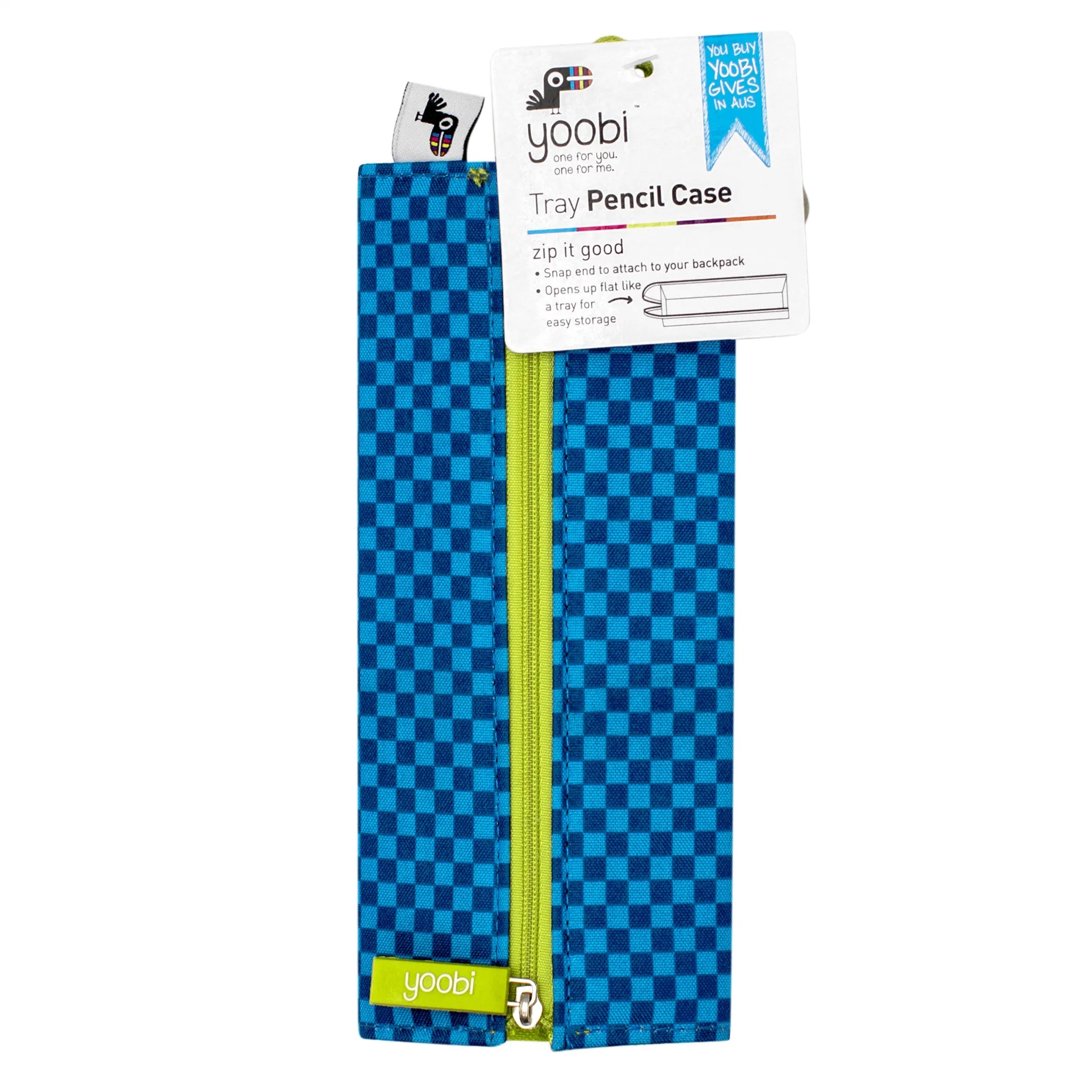 TRAY PENCIL CASE - BLUE CHECKER