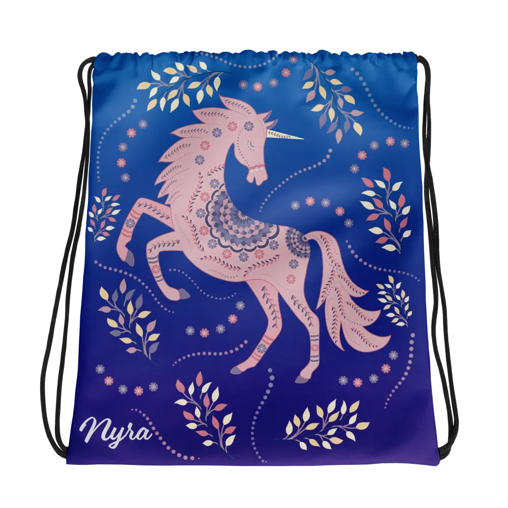 Unicorn Drawstring Bag - Blue