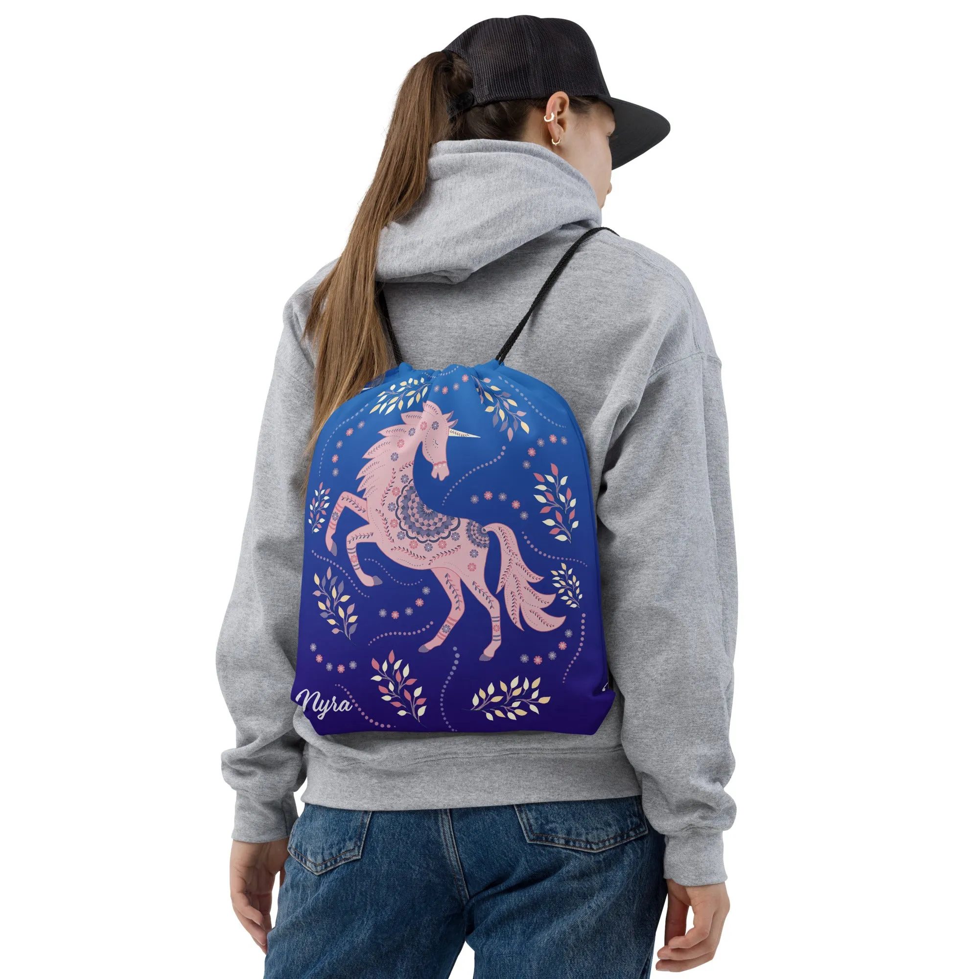 Unicorn Drawstring Bag - Blue