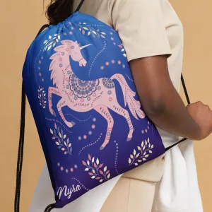Unicorn Drawstring Bag - Blue