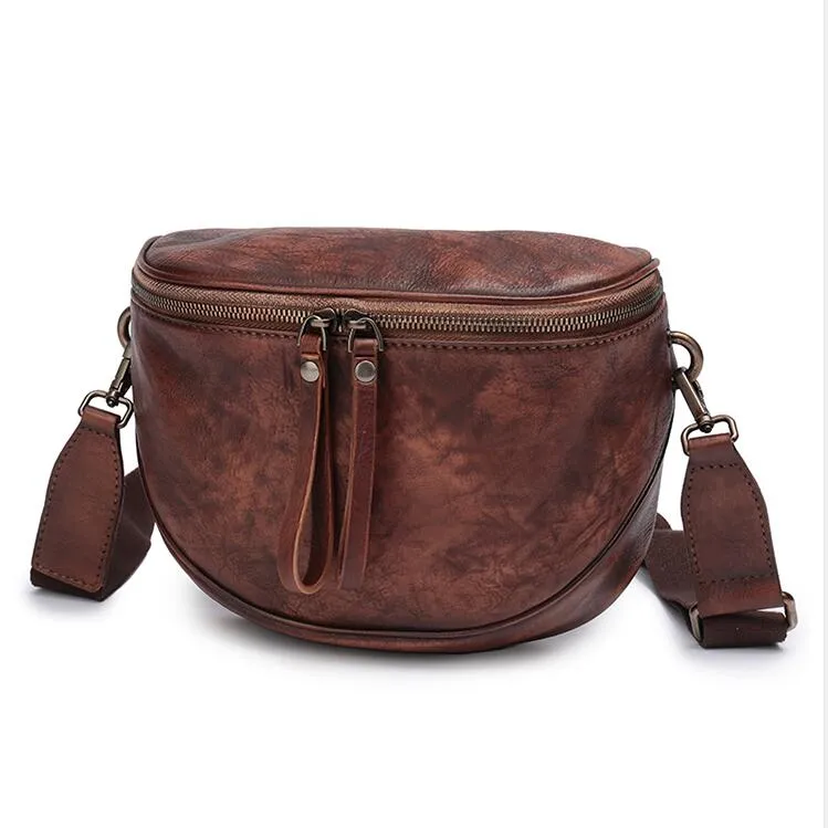 Vintage Womens Chest Sling Bag Leather Crossbody Purse For Women