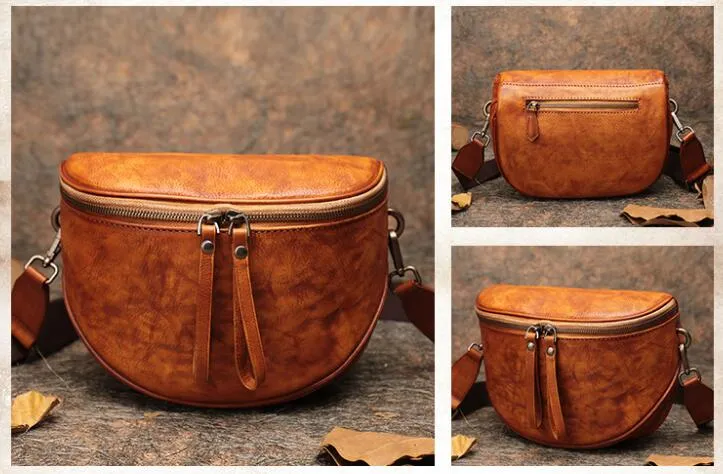 Vintage Womens Chest Sling Bag Leather Crossbody Purse For Women