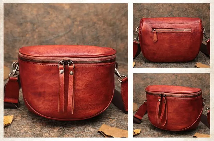 Vintage Womens Chest Sling Bag Leather Crossbody Purse For Women