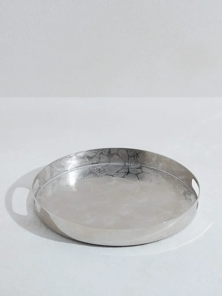 Westside Home Silver Floral Design Serving Tray