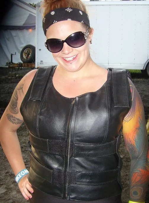 WOMEN BLACK BULLET PROOF LEATHER VEST