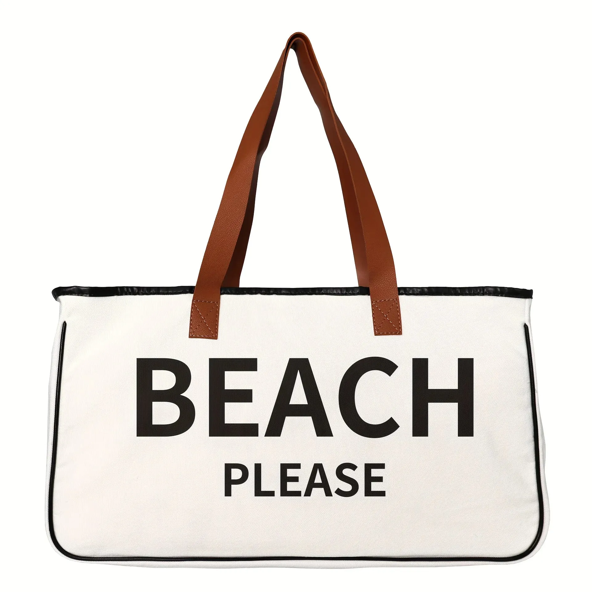 Women Canvas Bag, Tote Bag , Large Capacity Summer Beach Bag, Simple Letter Printed Handbags,