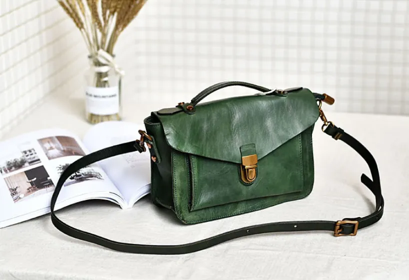 YAAGLE Women British Style Tanned Leather Flap Shoulder Bag Tote YG350