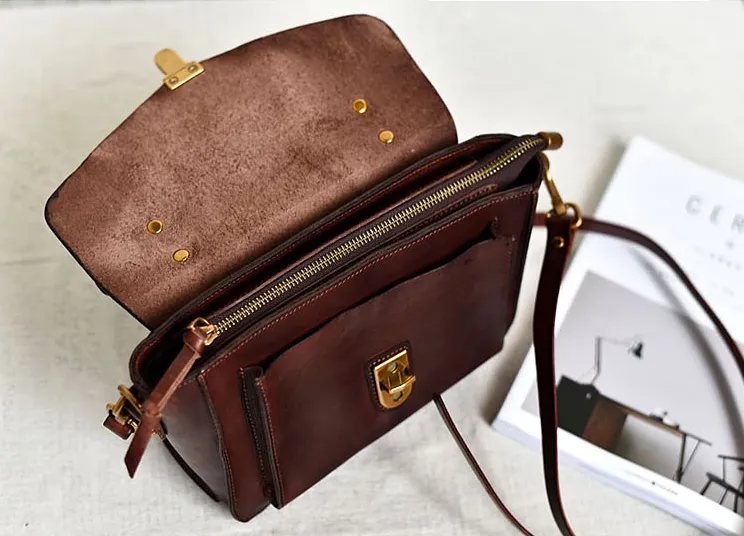 YAAGLE Women British Style Tanned Leather Flap Shoulder Bag Tote YG350