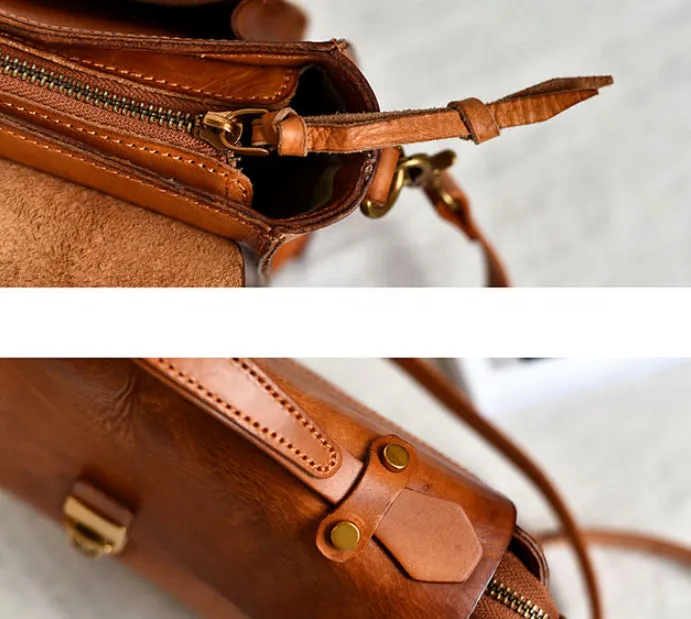YAAGLE Women British Style Tanned Leather Flap Shoulder Bag Tote YG350