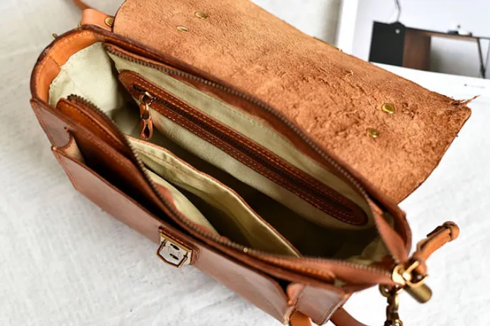 YAAGLE Women British Style Tanned Leather Flap Shoulder Bag Tote YG350
