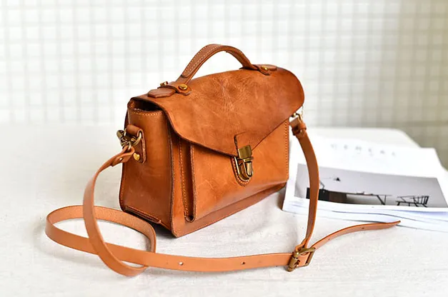 YAAGLE Women British Style Tanned Leather Flap Shoulder Bag Tote YG350