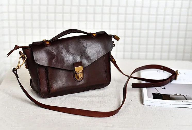 YAAGLE Women British Style Tanned Leather Flap Shoulder Bag Tote YG350