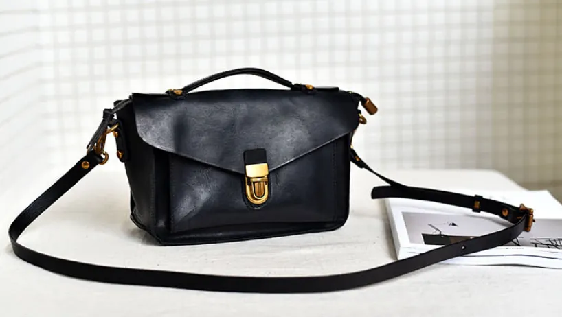YAAGLE Women British Style Tanned Leather Flap Shoulder Bag Tote YG350