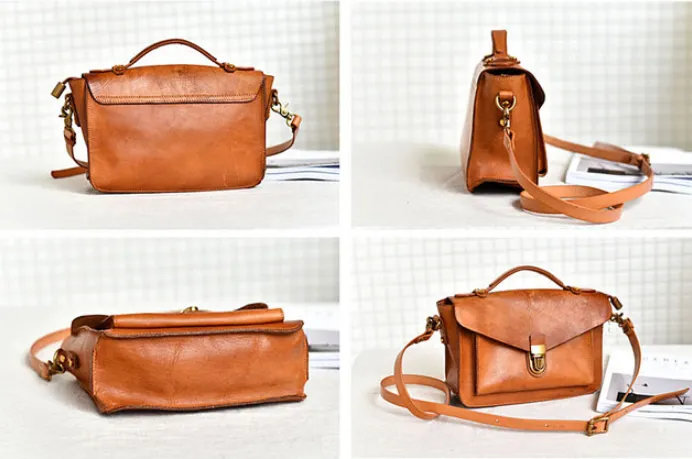 YAAGLE Women British Style Tanned Leather Flap Shoulder Bag Tote YG350