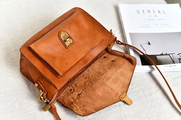 YAAGLE Women British Style Tanned Leather Flap Shoulder Bag Tote YG350